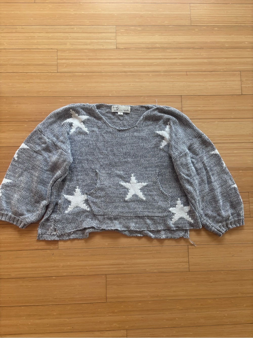 Vintage Havana Gray Star Crewneck Sweater with White Stars